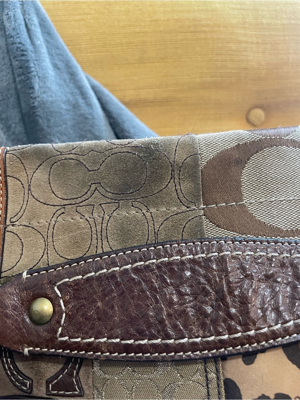 Coach Patchwork Signature Shoulder Bag in Brown and Tan - Picture 4 of 9